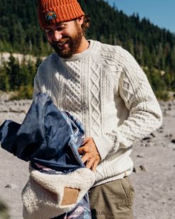 Passenger Clothing J0V68D194 Sandbar Cable Jumper Off White Men White