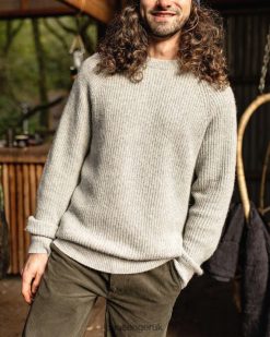 Passenger Clothing J0V68D202 Offshore Recycled Knitted Jumper Grey Marl Men Grey