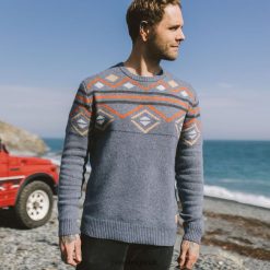 Passenger Clothing J0V68D205 Fireside Knitted Jumper Stone Blue Men Blue