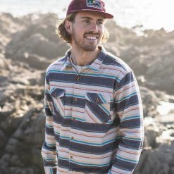 Passenger Clothing J0V68D245 Winterwell Brushed Cotton Overshirt Birch Stripe Men Birch