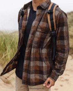 Passenger Clothing J0V68D251 Backcountry Cord Check Shirt Chinchilla Brown Men Brown