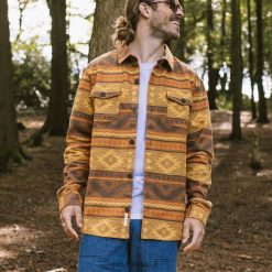 Passenger Clothing J0V68D258 Woodland Organic Cotton Jacquard Overshirt Sunrise Adrift Men Sunrise