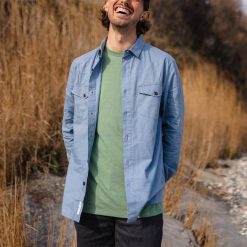 Passenger Clothing J0V68D260 Venture Hemp Shirt Blue Shadow Men Blue