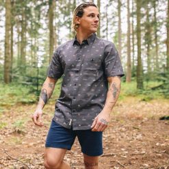 Passenger Clothing J0V68D267 Chill Organic Cotton Short Sleeve Shirt Black Eclipse Men Black