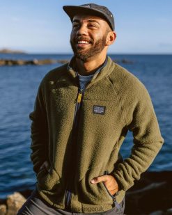 Passenger Clothing J0V68D45 Tripper Recycled Sherpa Full Zip Fleece Khaki Men Khaki