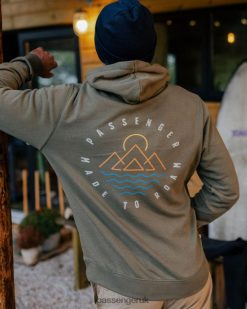 Passenger Clothing J0V68D79 Escapism Recycled Cotton Hoodie Dusty Olive Men Olive