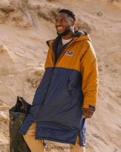 Passenger Clothing J0V68D8 Roaming Recycled Sherpa Lined Changing Robe Rich Navy/Golden Brown Men Brown