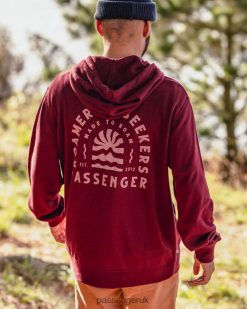 Passenger Clothing J0V68D99 Evenfall Recycled Cotton Hoodie Wine Men Wine