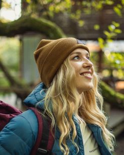 Passenger Headwear J0V68D403 Core Recycled High-Top Beanie Golden Brown Men Brown