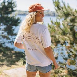 Passenger WoClothing J0V68D1003 Rainbow Recycled Cotton T-Shirt Egret Women Egret