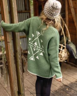 Passenger WoClothing J0V68D828 West Coast Recycled Knit Cardigan Khaki Women Khaki