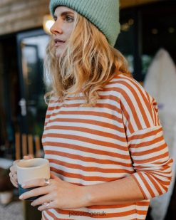 Passenger WoClothing J0V68D878 Panorama Striped Ls T-Shirt Glazed Ginger Women Glazed