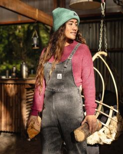 Passenger WoClothing J0V68D957 Verglass Dungarees Washed Black Denim Women Black